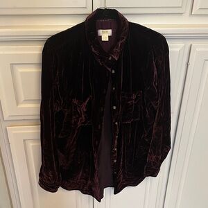 Anthropologie Women's Velvet Blouse in Rich Burgundy